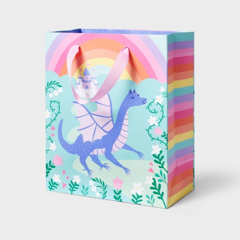 12 Piece Fairytail Dragon Rainbow Birthday Goody Party Favor Reusable Gift Bags